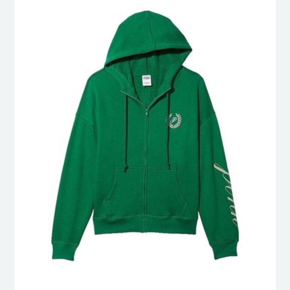 New Victoria’s Secret PINK Green Zip-Up Hoodie (XL) NWT